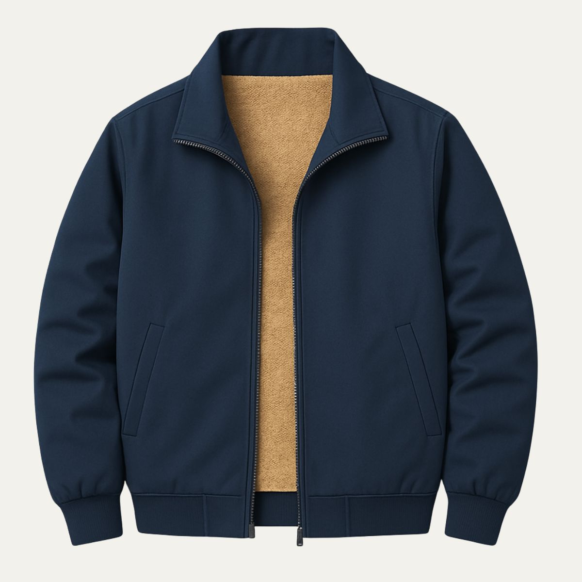 Beau | Men's Sherpa Lined Windbreaker Black Lightweight Jacket