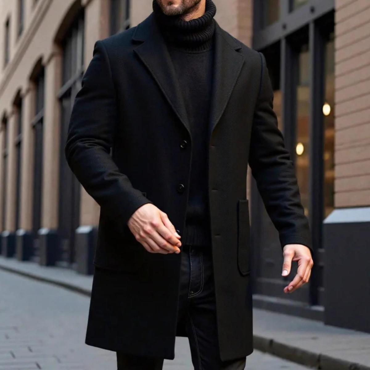 Callum | Men's Wool Overcoat Brown Classic Tailored