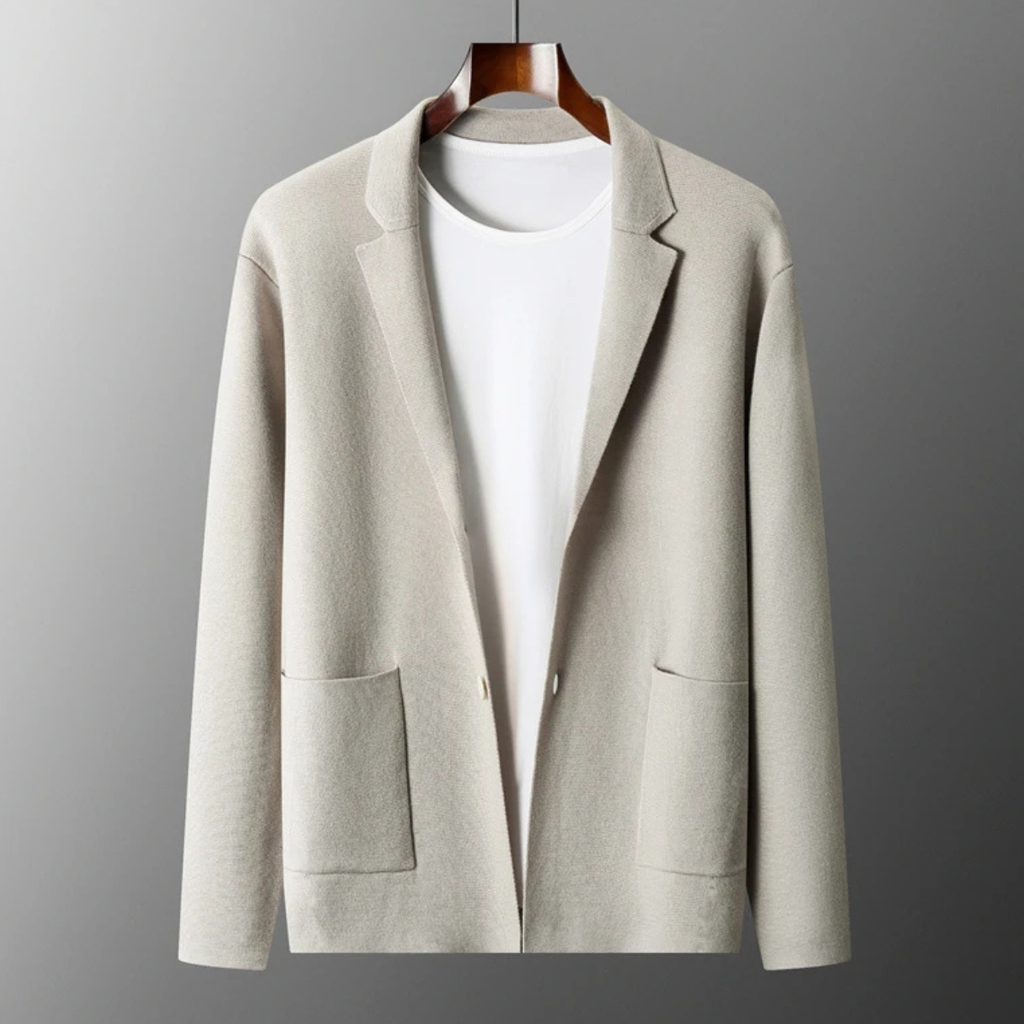 Dama Washington Beau men's casual wool cardigan cream button front pockets - view 2