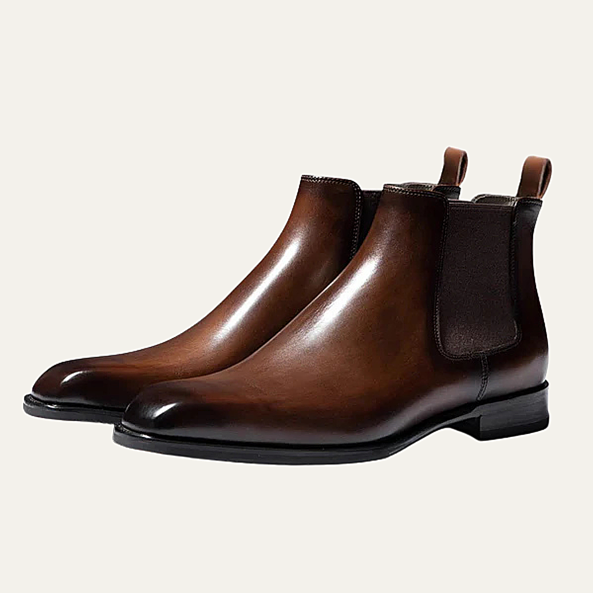 Ivy | Men's Brown Leather Chelsea Ankle Boots Slip On