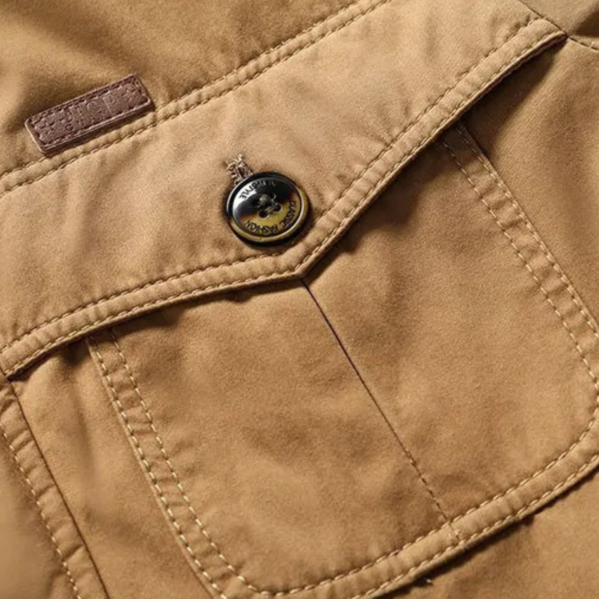 Cole | Men's Puffer Jacket Khaki Hooded Fleece Lined