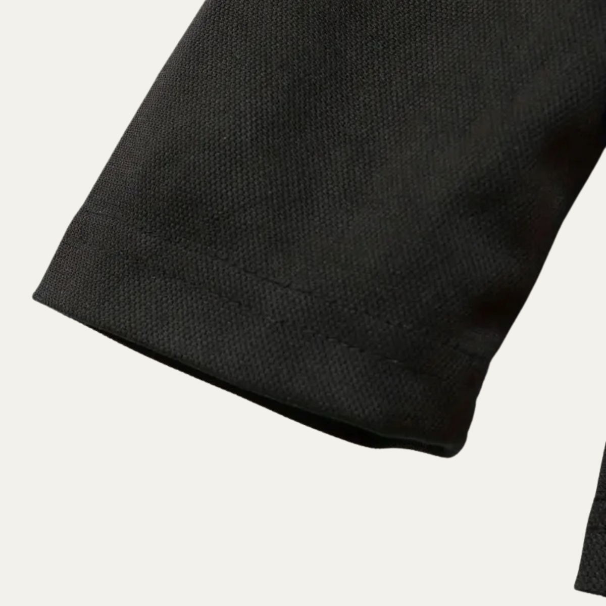 Bram | Men's Fitted Polo Shirt Cream Black Collar Long Sleeve