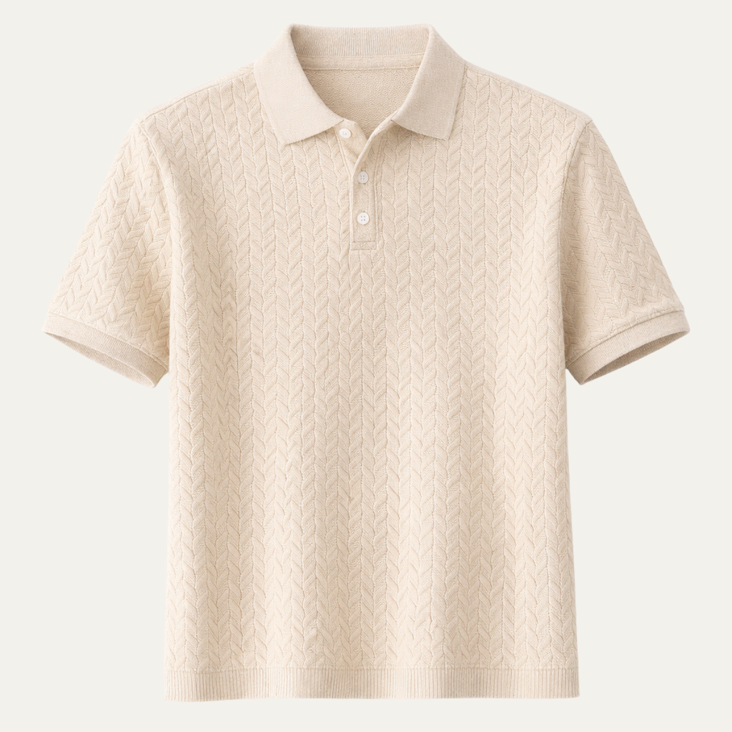Dama Washington Beau men's textured polo shirt cream - view 5