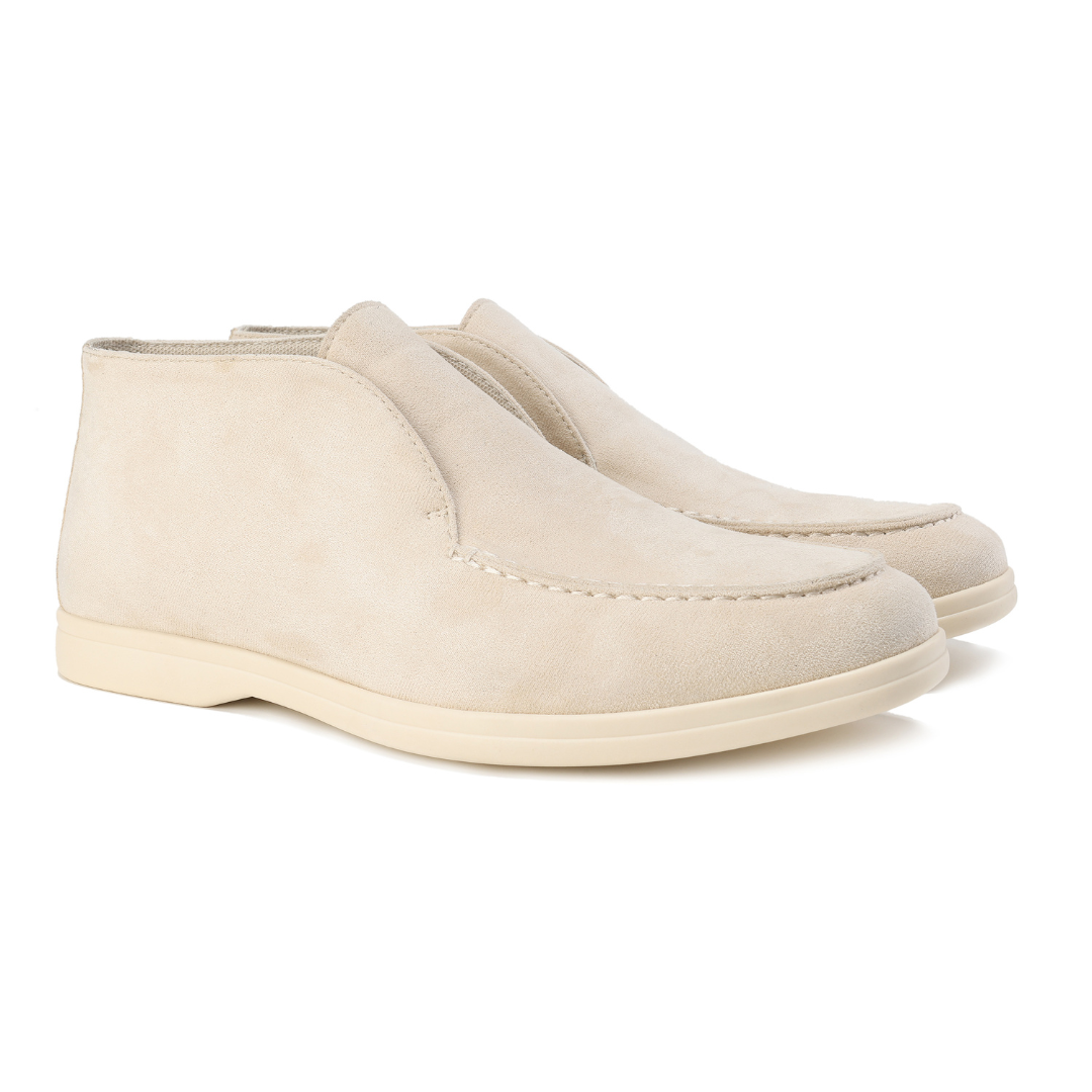 Luca | Men's Suede Slip On Loafer Boot Navy Cream Sole