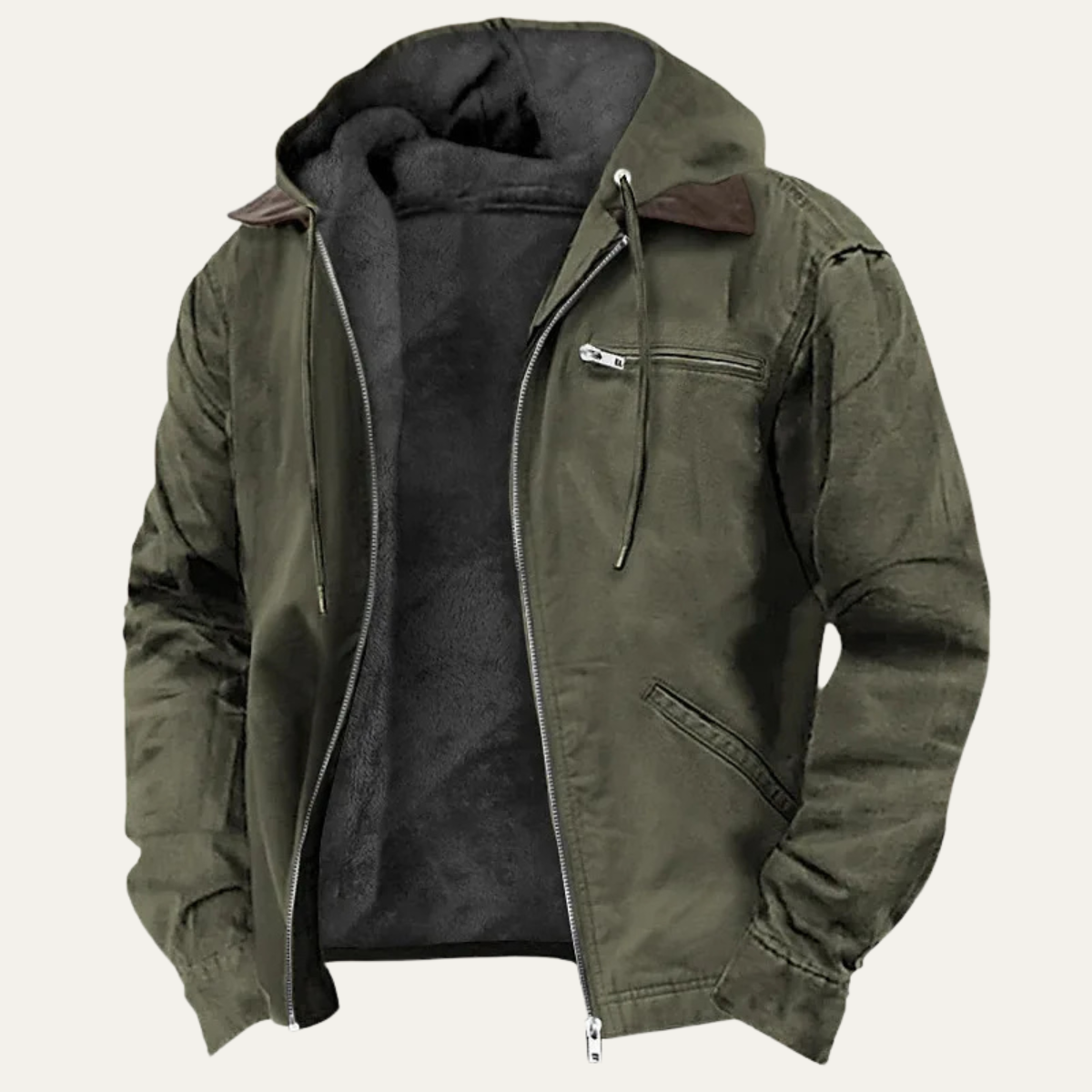 Magnus | Men's Windbreaker Fleece Lined Hooded Jacket Black