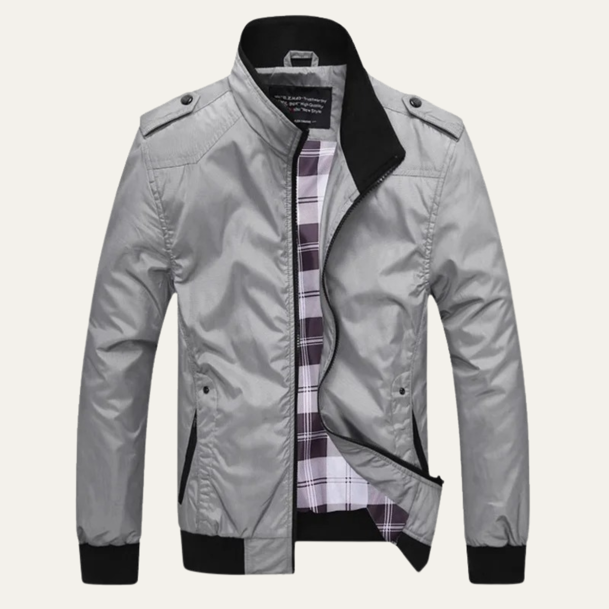 Vance | Men's Lightweight Bomber Jacket Black Plaid Lined