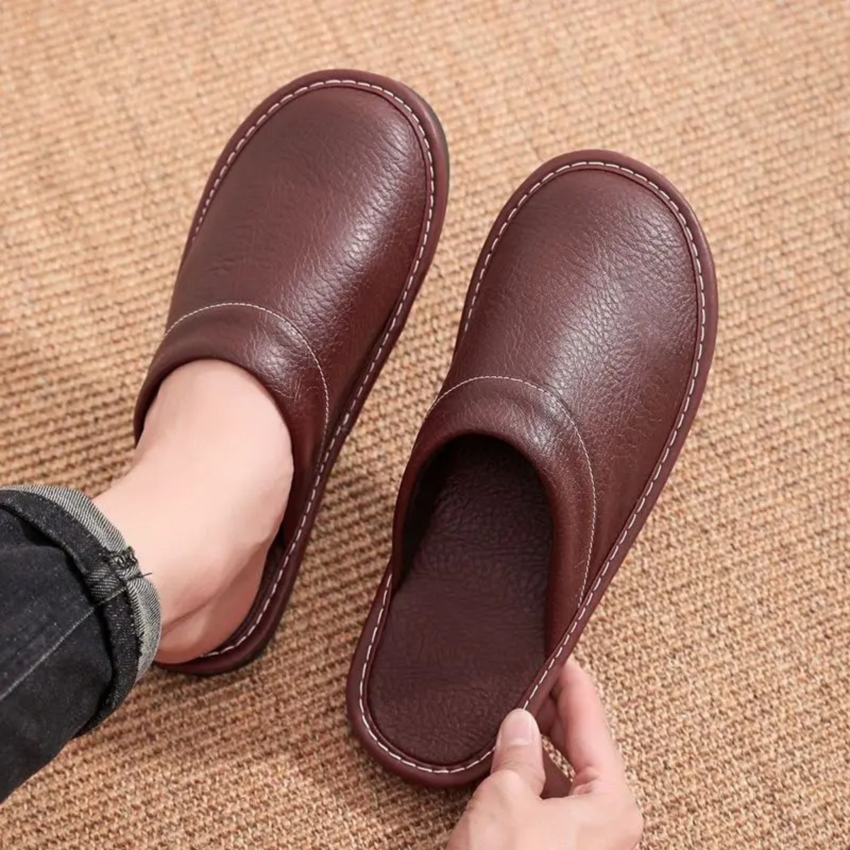 Bram | Men's Leather Slippers Black