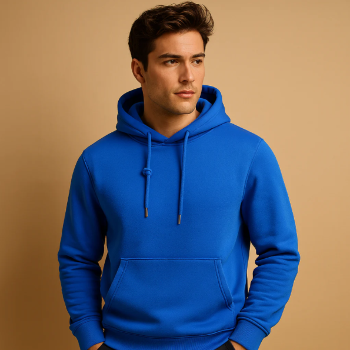 Bram | Men's Hoodie Gray Cream Pullover Drawstring Pocket