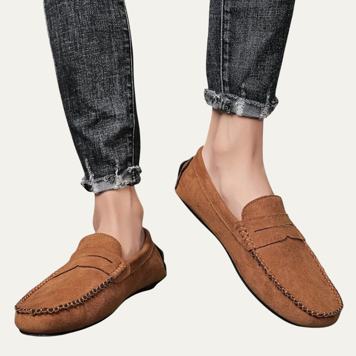 Luca | Men's Suede Loafer Moccasin Tan Slip On