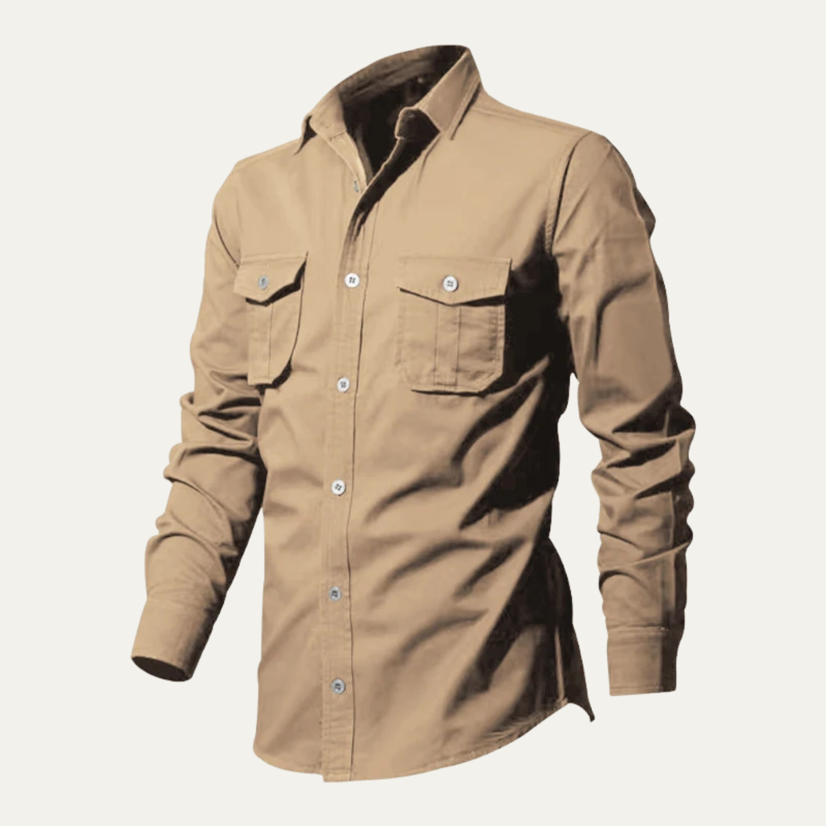 Ezra | Men's Utility Button Up Shirt Olive Long Sleeve