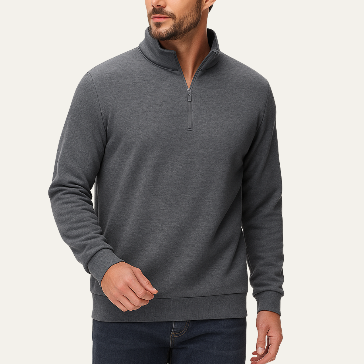 Callum | Men's Quarter Zip Sweater Light Blue