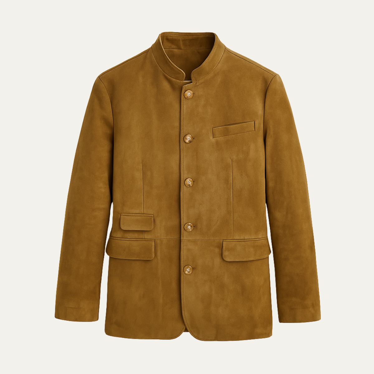 Beau | Men's Casual Suede Blazer Tan Single Breasted Button
