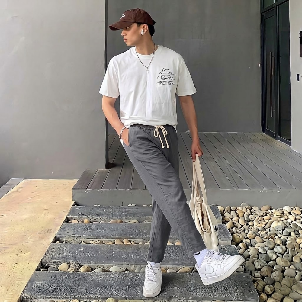 Dama Washington Beau men's linen pants cream loose fit drawstring - view 11