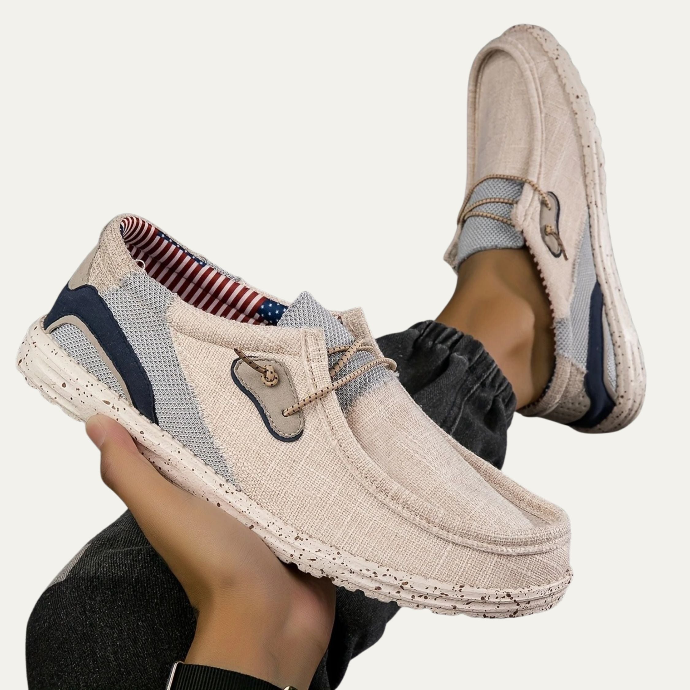 Faye | Women's Canvas Loafer Mule Cream Comfort Slip On