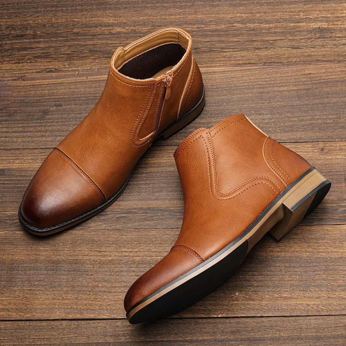 Jude | Men's Leather Ankle Boots Gray Lace Up