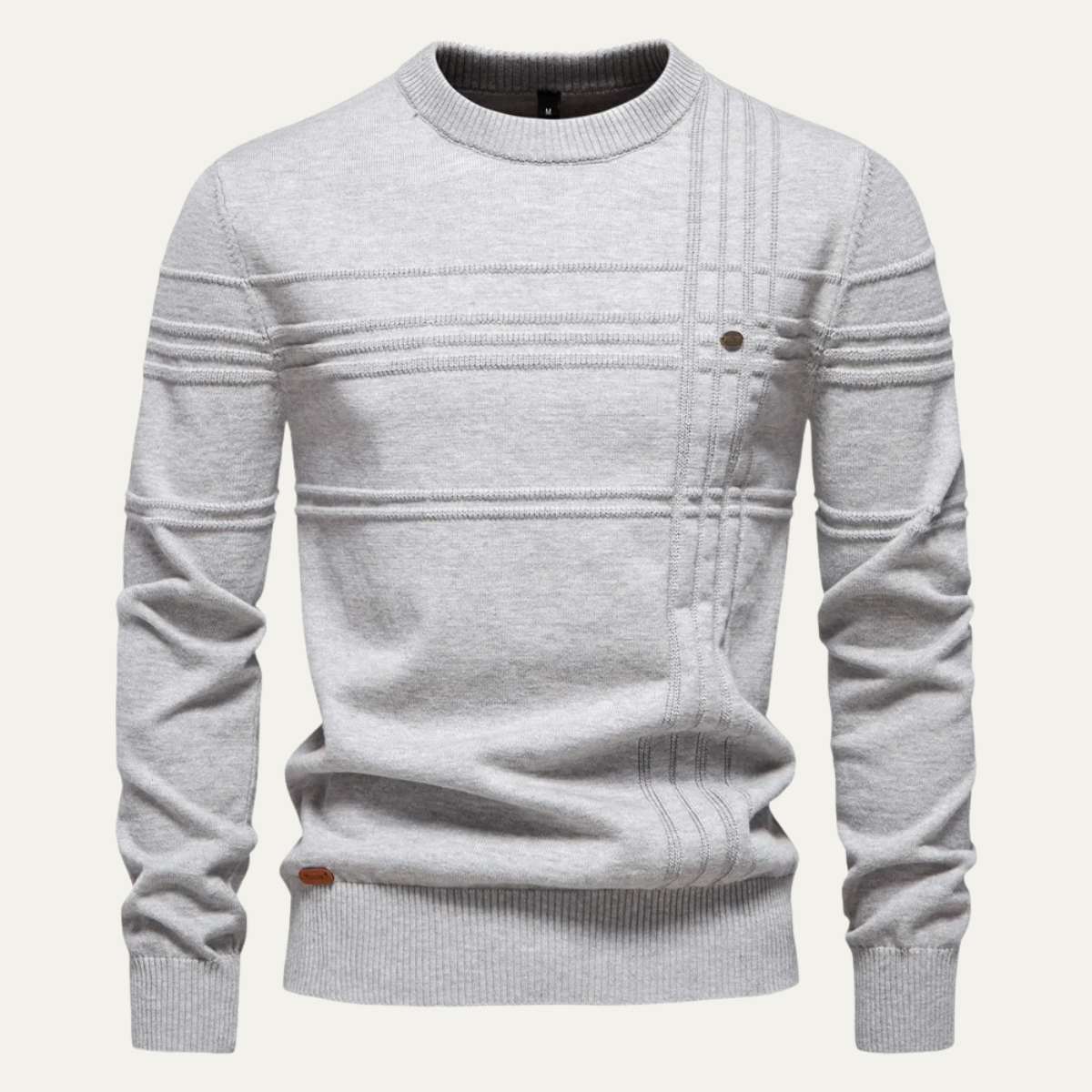 Leo | Men's Crew Neck Sweater Cream Cable Knit Pattern