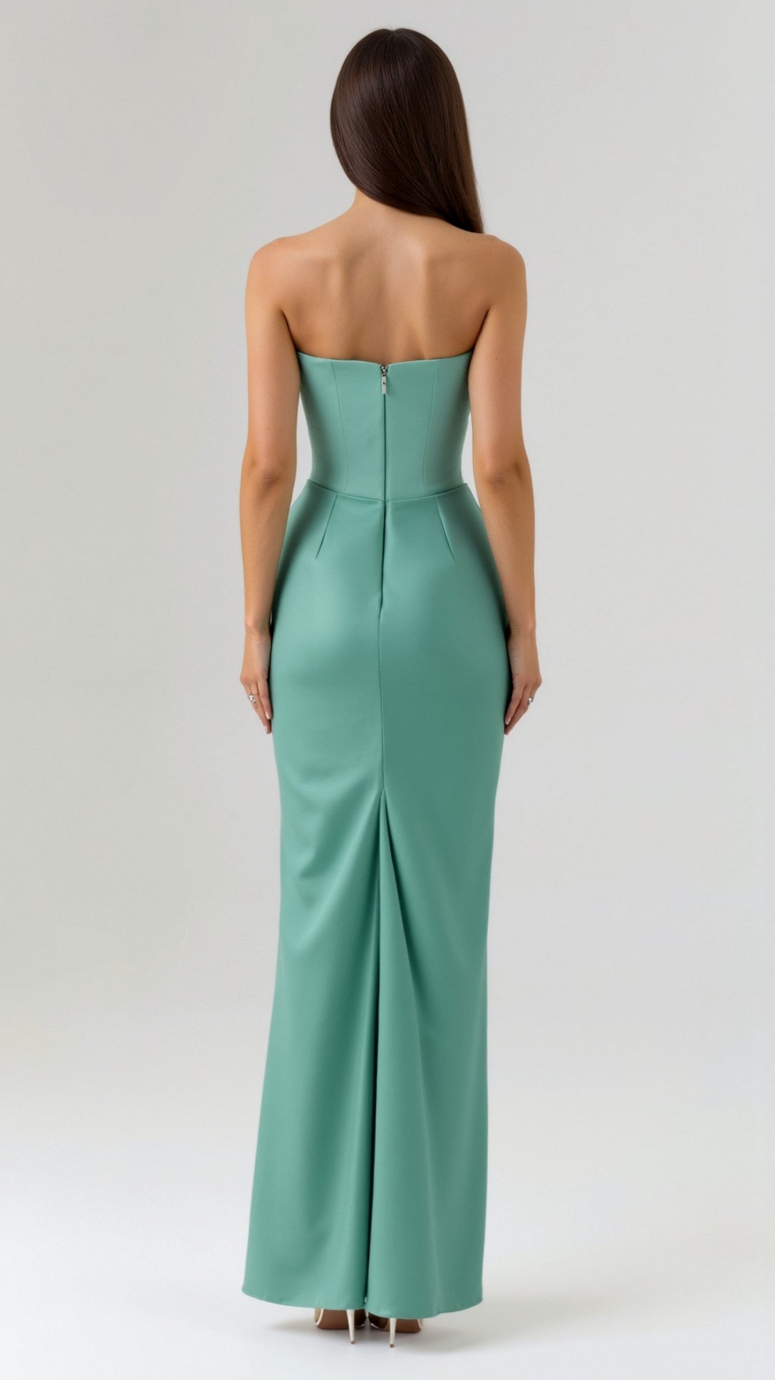 Cleo | Women's Satin Ruched Maxi Dress Black