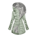 Dama Washington Lola women's quilted puffer coat sage green sherpa lined - front view