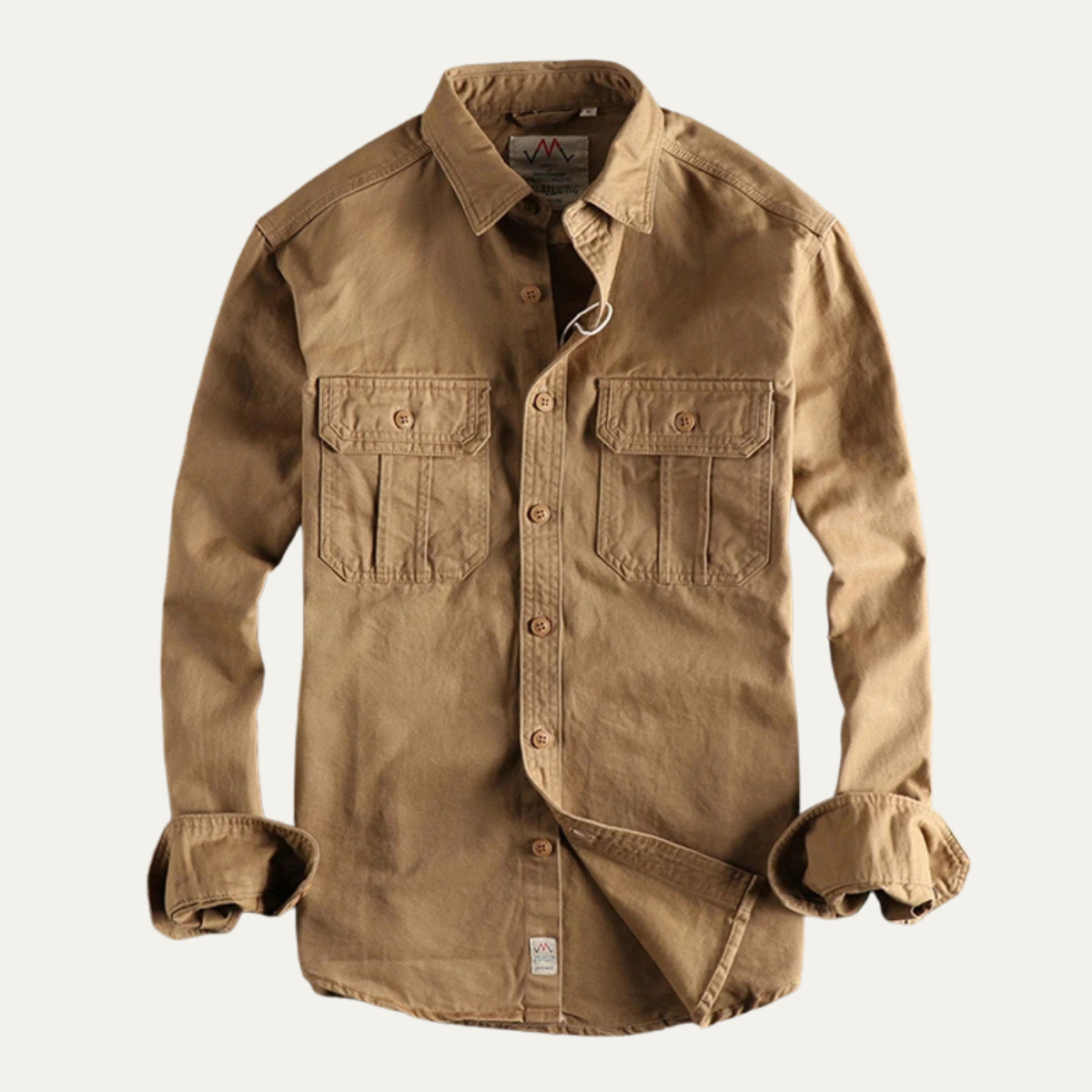Axel | Men's Utility Denim Shirt Jacket Beige Long Sleeve