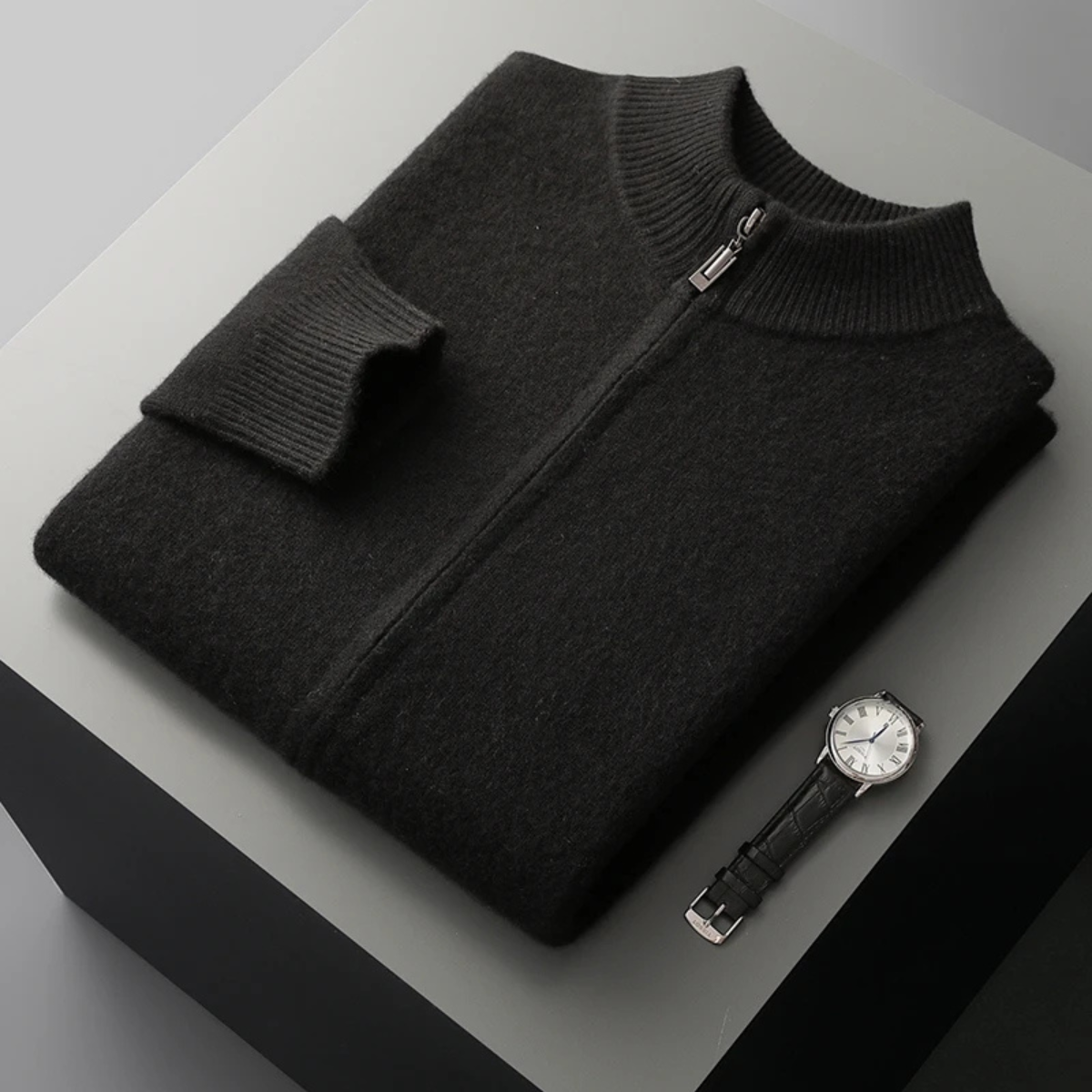 Sage | Men's Cream Quarter Zip Sweater Wool Blend