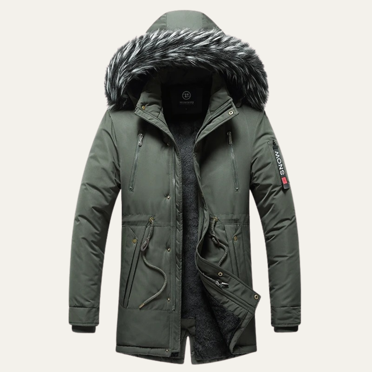 Axel | Men's Puffer Coat Black Detachable Fur Hood