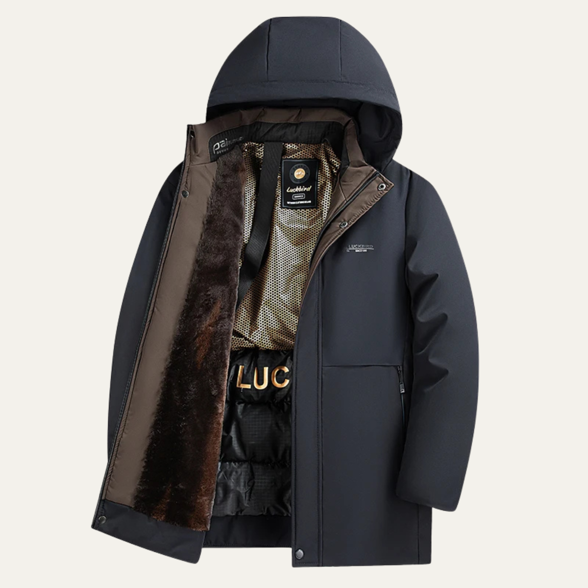 Axel | Men's Waterproof Winter Parka Black Hooded Thickened Coat