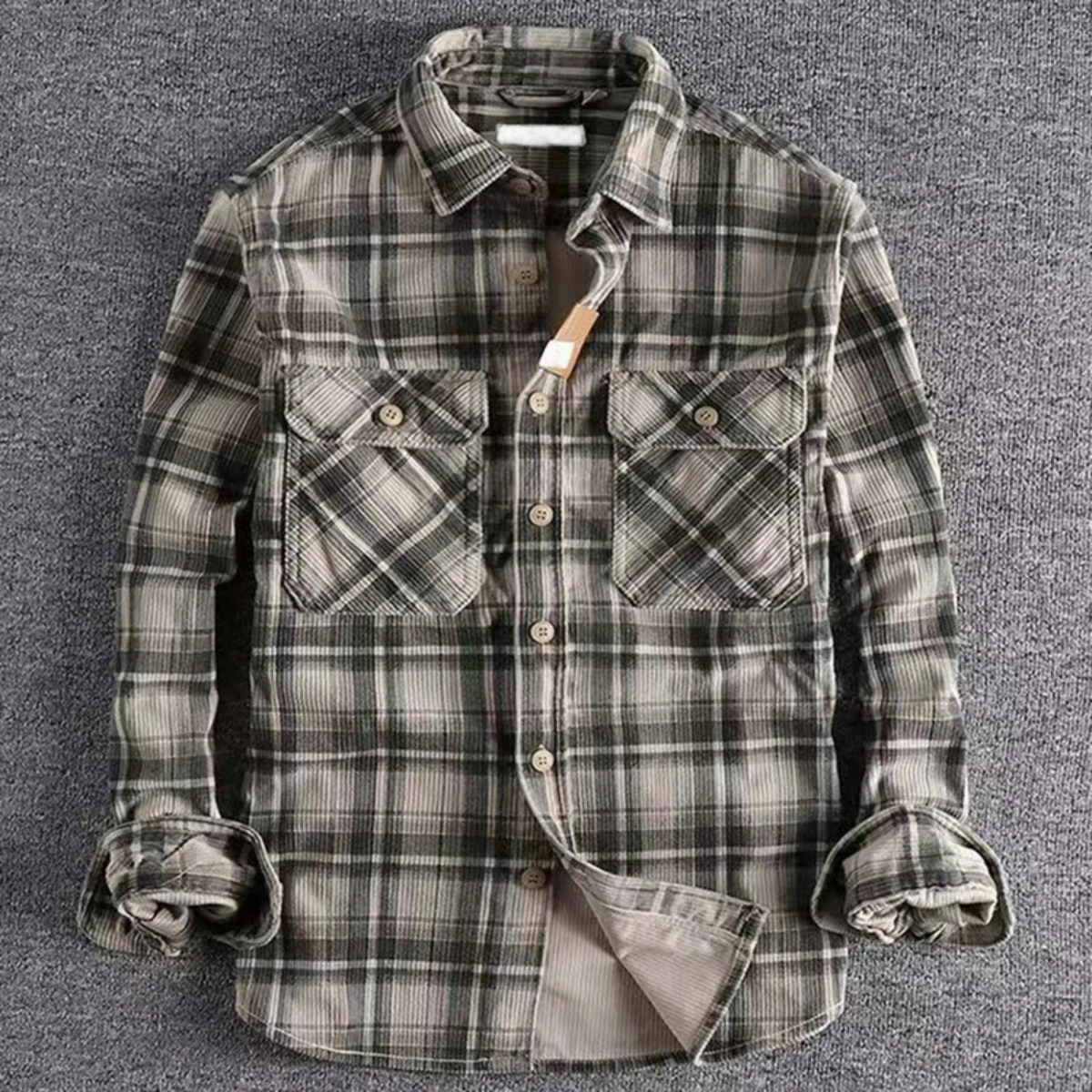 Everett | Men's Casual Plaid Flannel Shirt Gray White Black