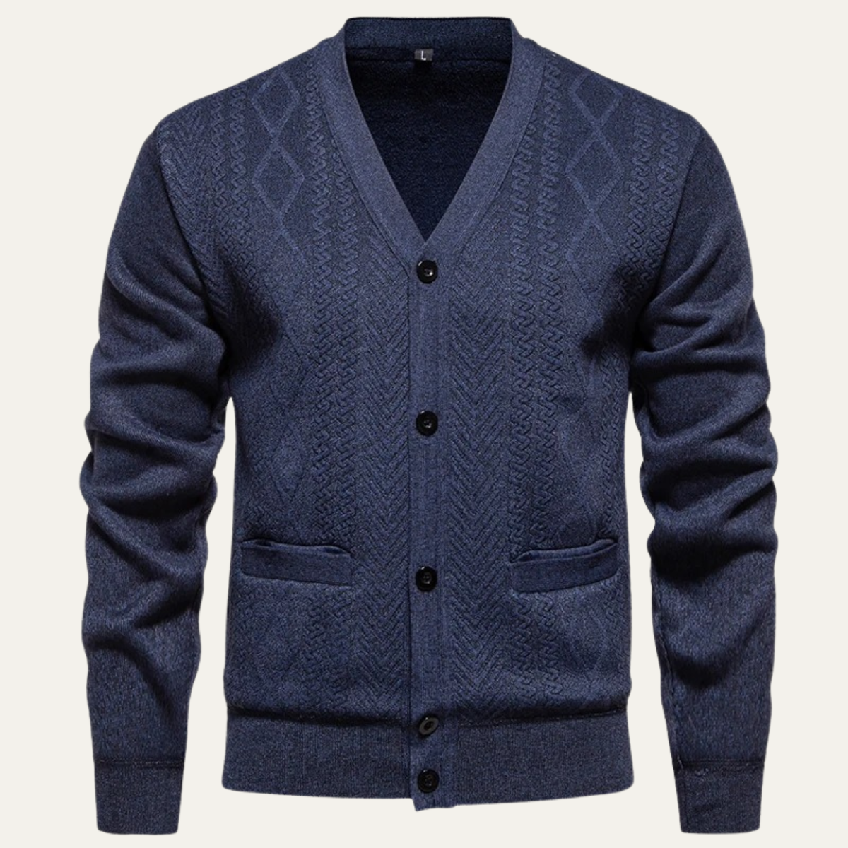 Axel | Men's Casual Cable Knit Cardigan Burgundy Button Up
