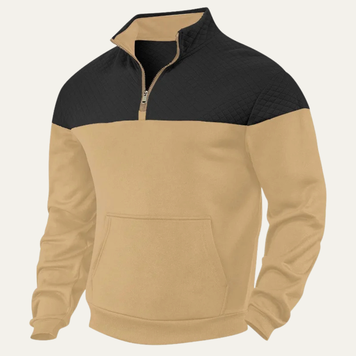Bram | Men's Quilted Color Block Half Zip Sweater Navy Cream