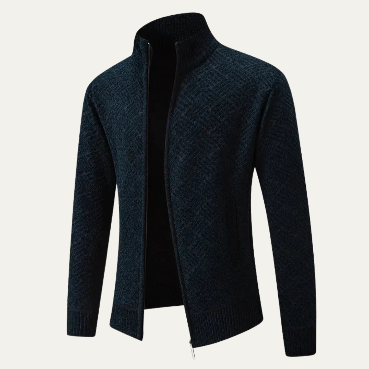 Kael | Men's Cardigan Gray Knitted Full Zip Warm Fleece