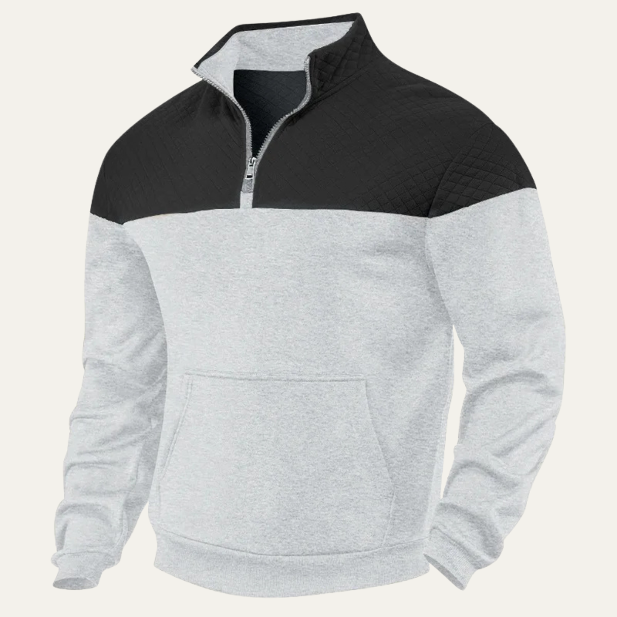 Bram | Men's Quilted Color Block Half Zip Sweater Navy Cream