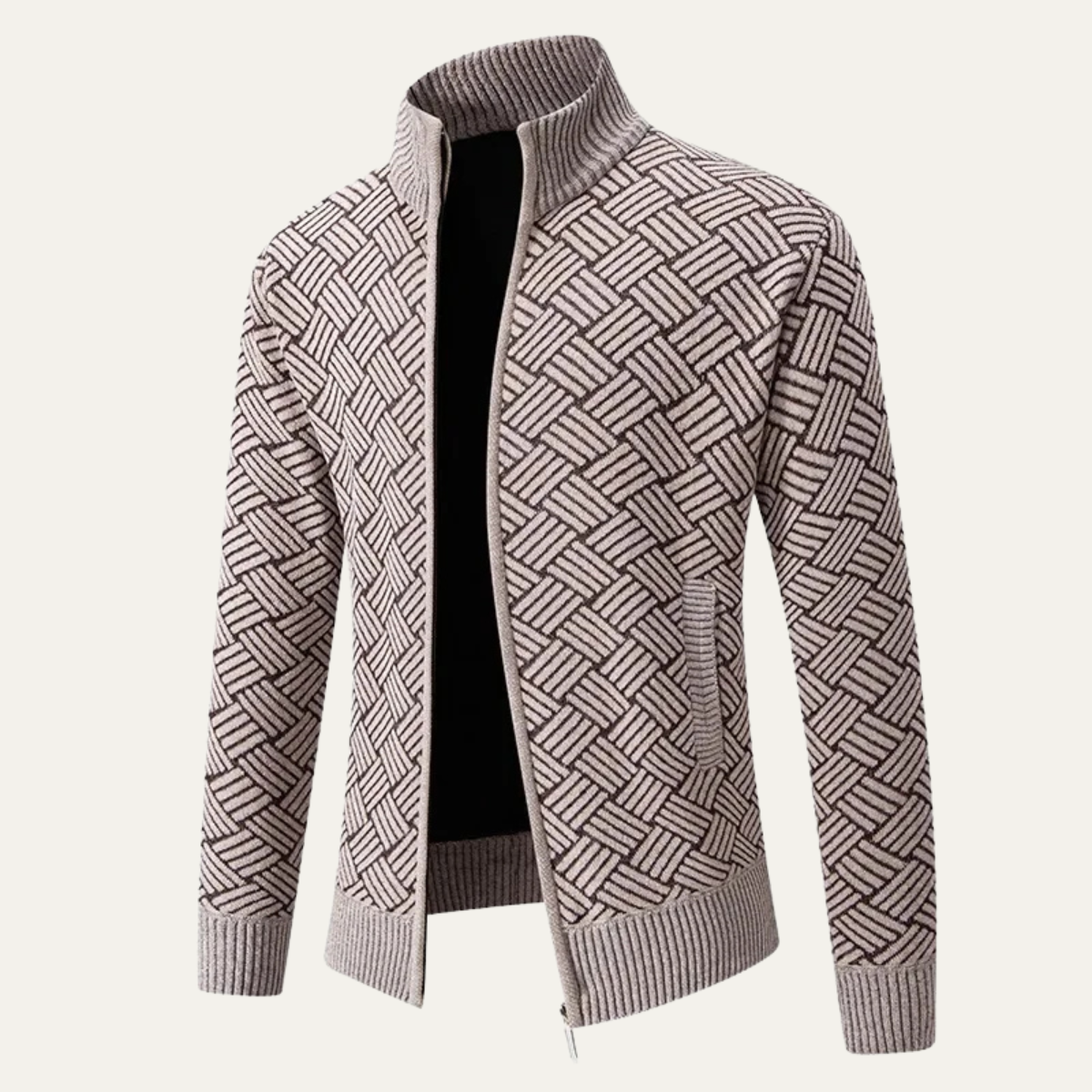 Kael | Men's Cardigan Gray Knitted Full Zip Warm Fleece