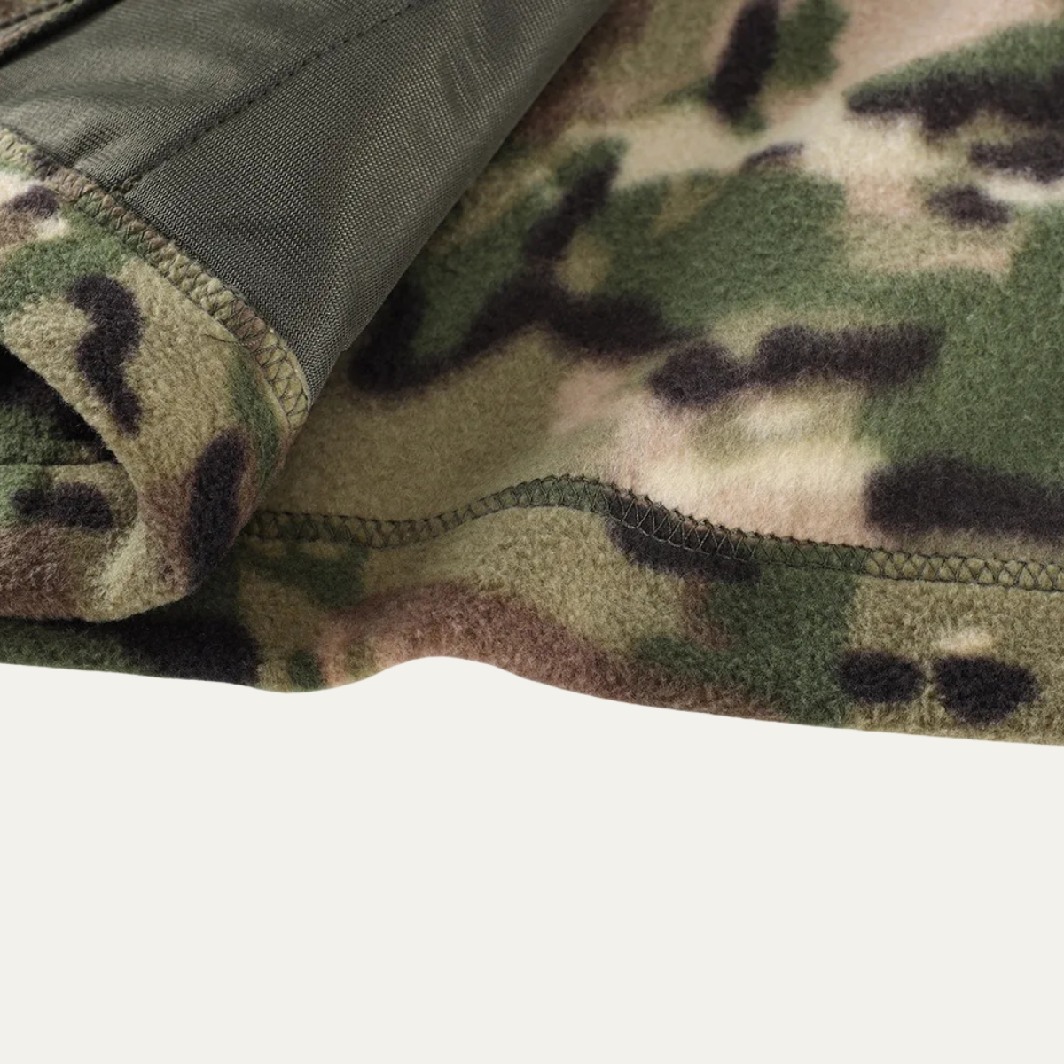 Beau | Men's Camouflage Fleece Jacket Olive Green Zip Up