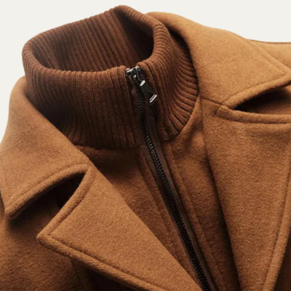 Beau | Men's Wool Blend Overcoat Camel Quilted Lining