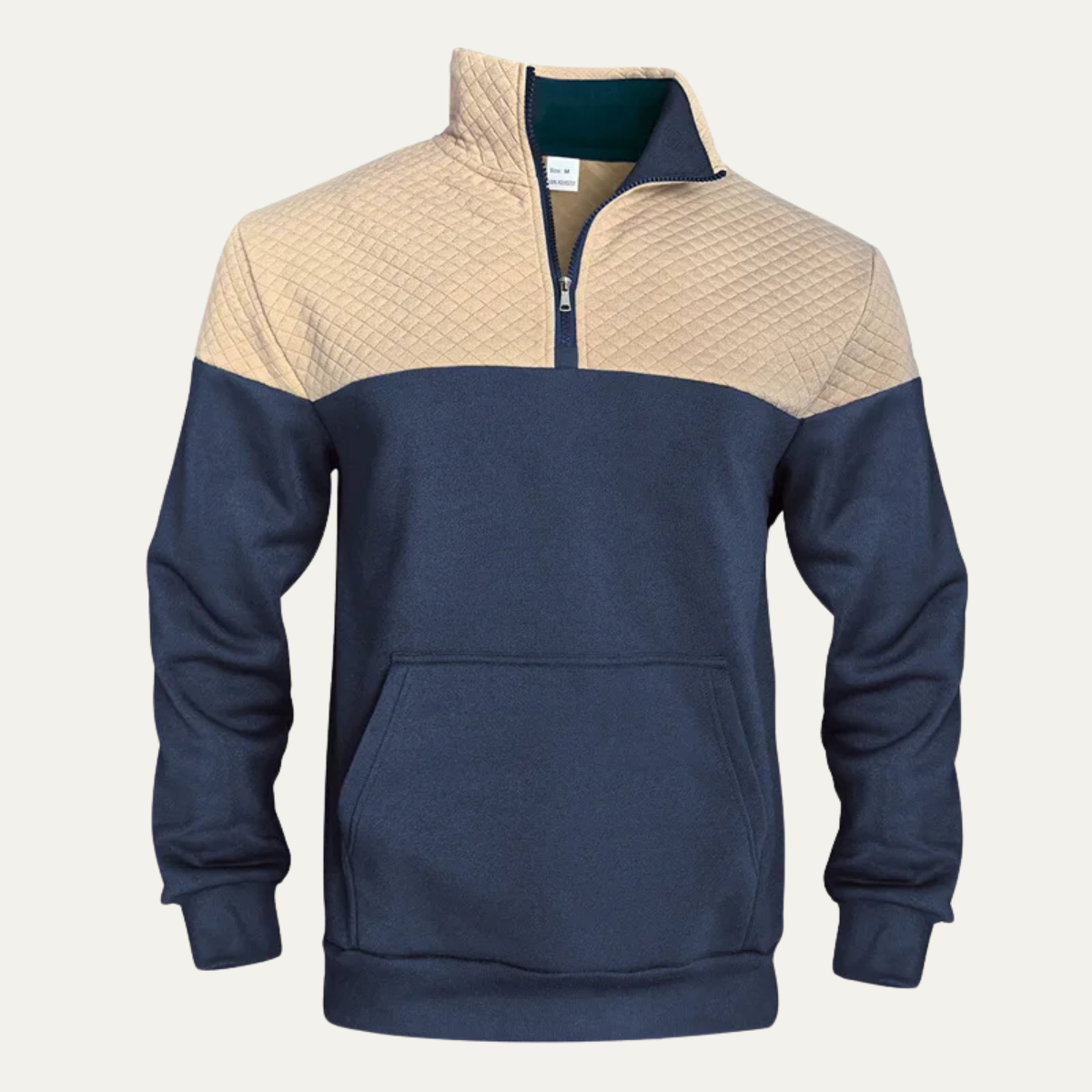 Bram | Men's Quilted Color Block Half Zip Sweater Navy Cream