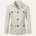 Dama Washington Callum men's casual utility jacket cream multi pocket - front view