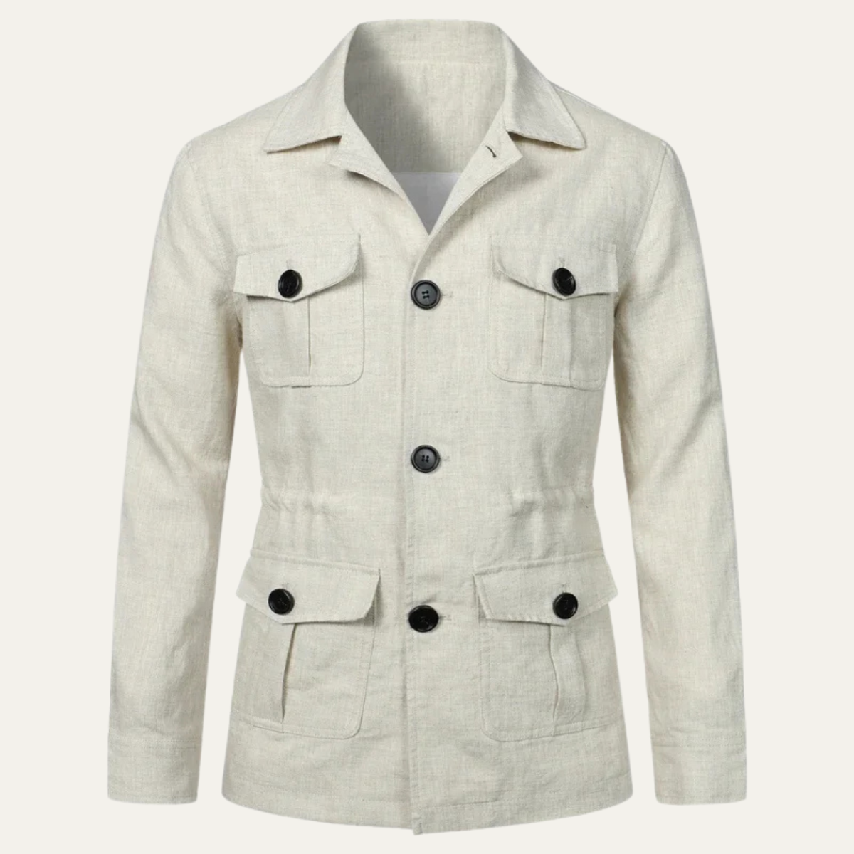 Callum | Men's Casual Utility Jacket Cream Multi Pocket