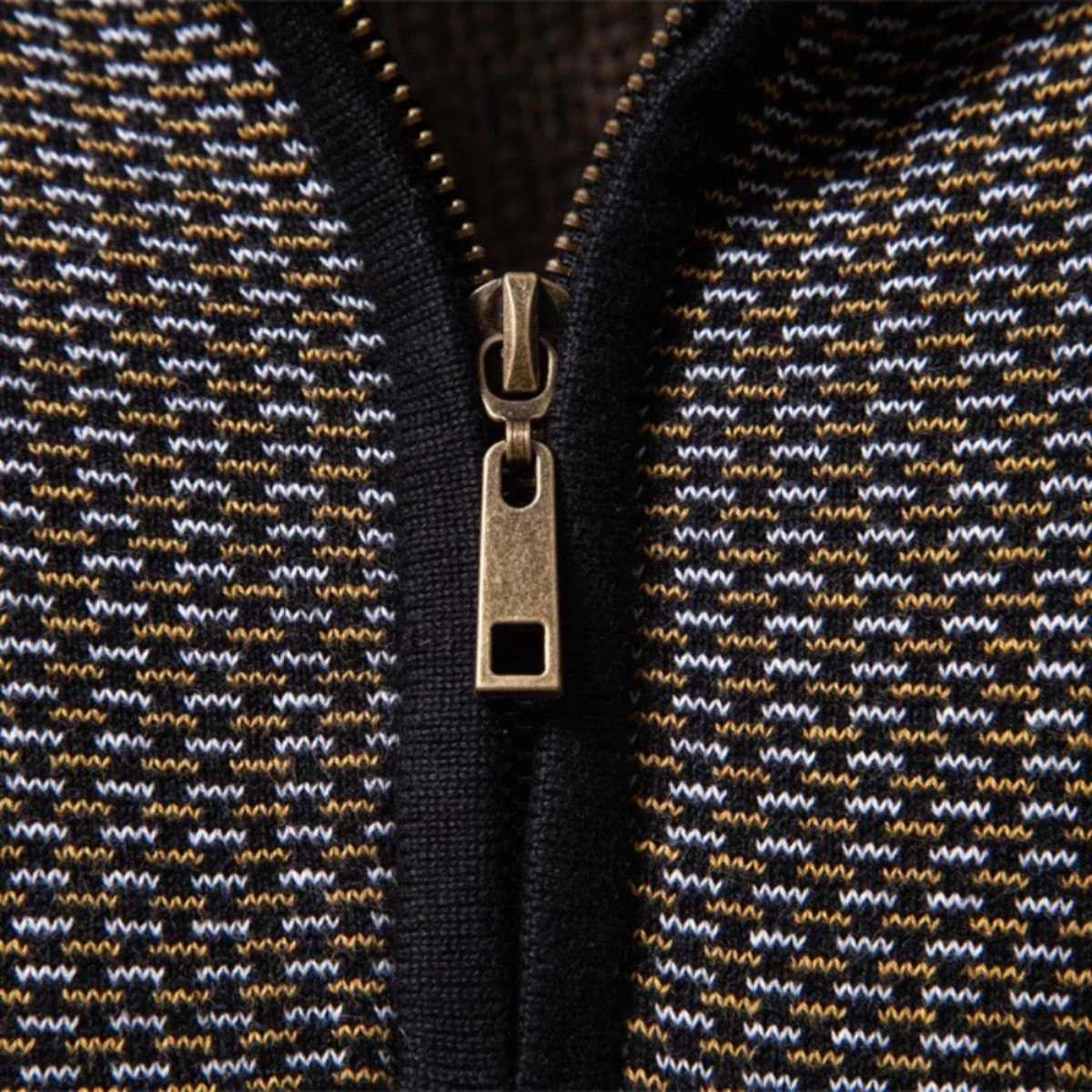 Beau | Men's Quarter Zip Sweater Brown Textured Knit