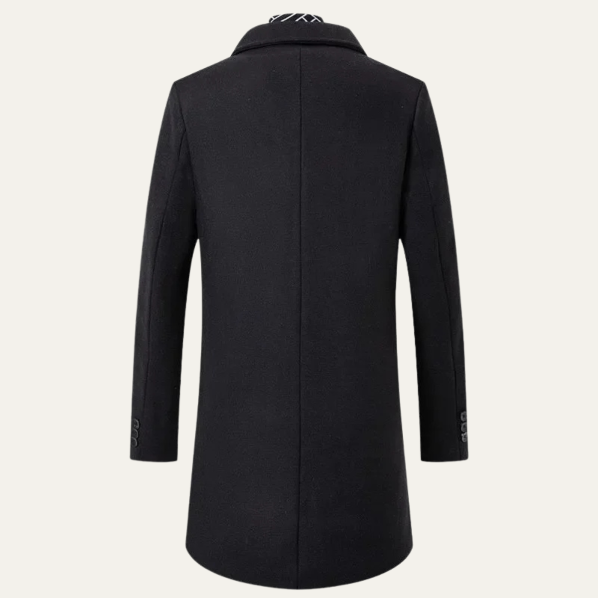 Arlo | Men's Wool Overcoat Black Geometric Collar
