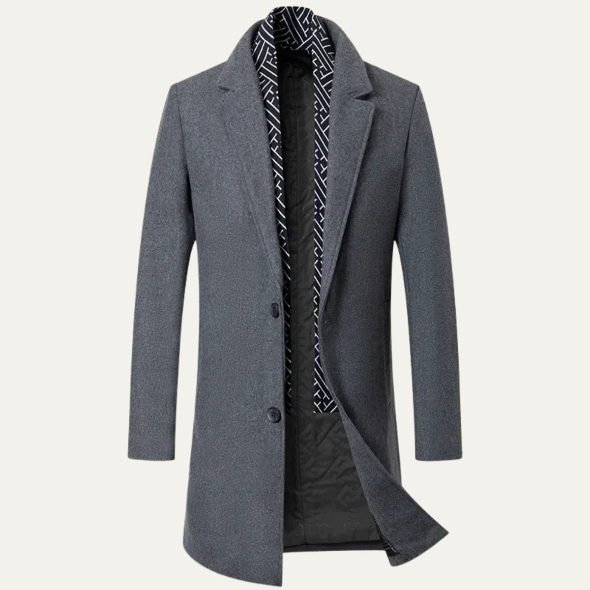 Arlo | Men's Wool Overcoat Black Geometric Collar