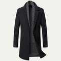 Dama Washington Arlo men's wool overcoat black geometric collar - front view