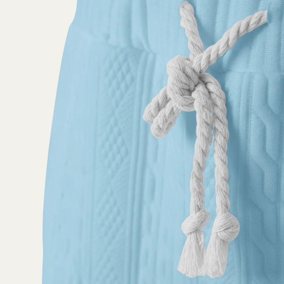 Bram | Men's Lounge Set Light Blue Cable Knit V Neck Shorts