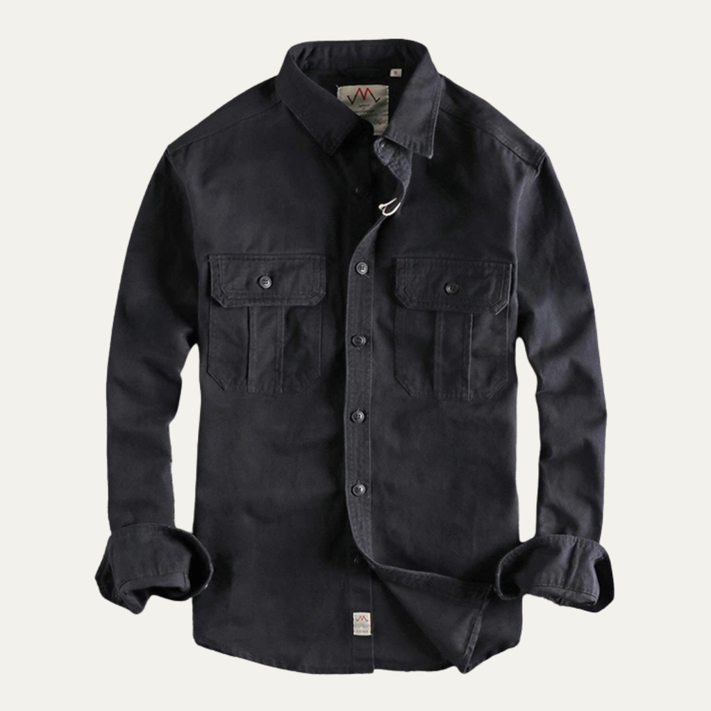 Dama Washington Axel men's utility denim shirt jacket beige long sleeve - view 3