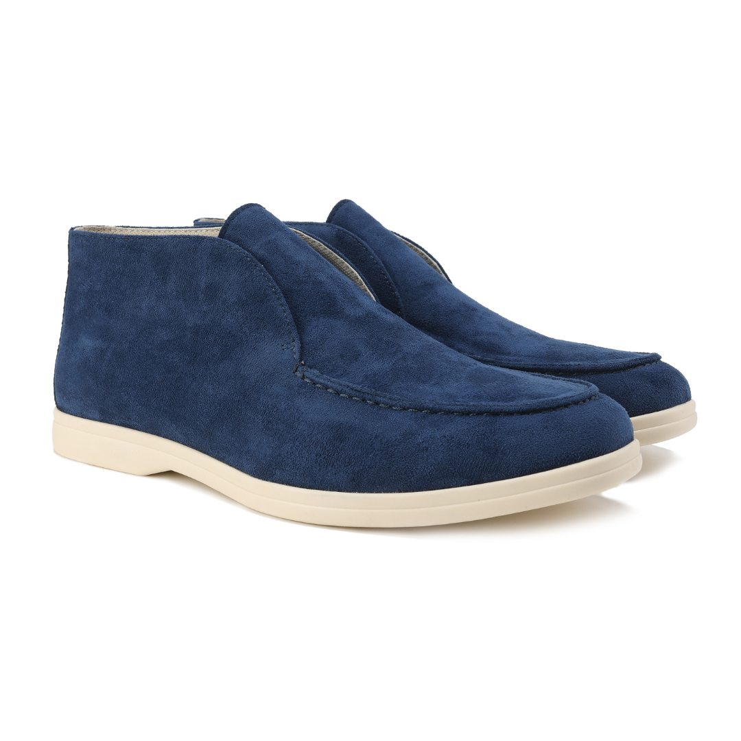 Luca | Men's Suede Slip On Loafer Boot Navy Cream Sole