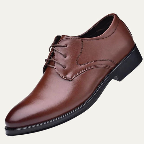 Dama Washington Axel men's leather oxford dress shoe brown black sole - front view
