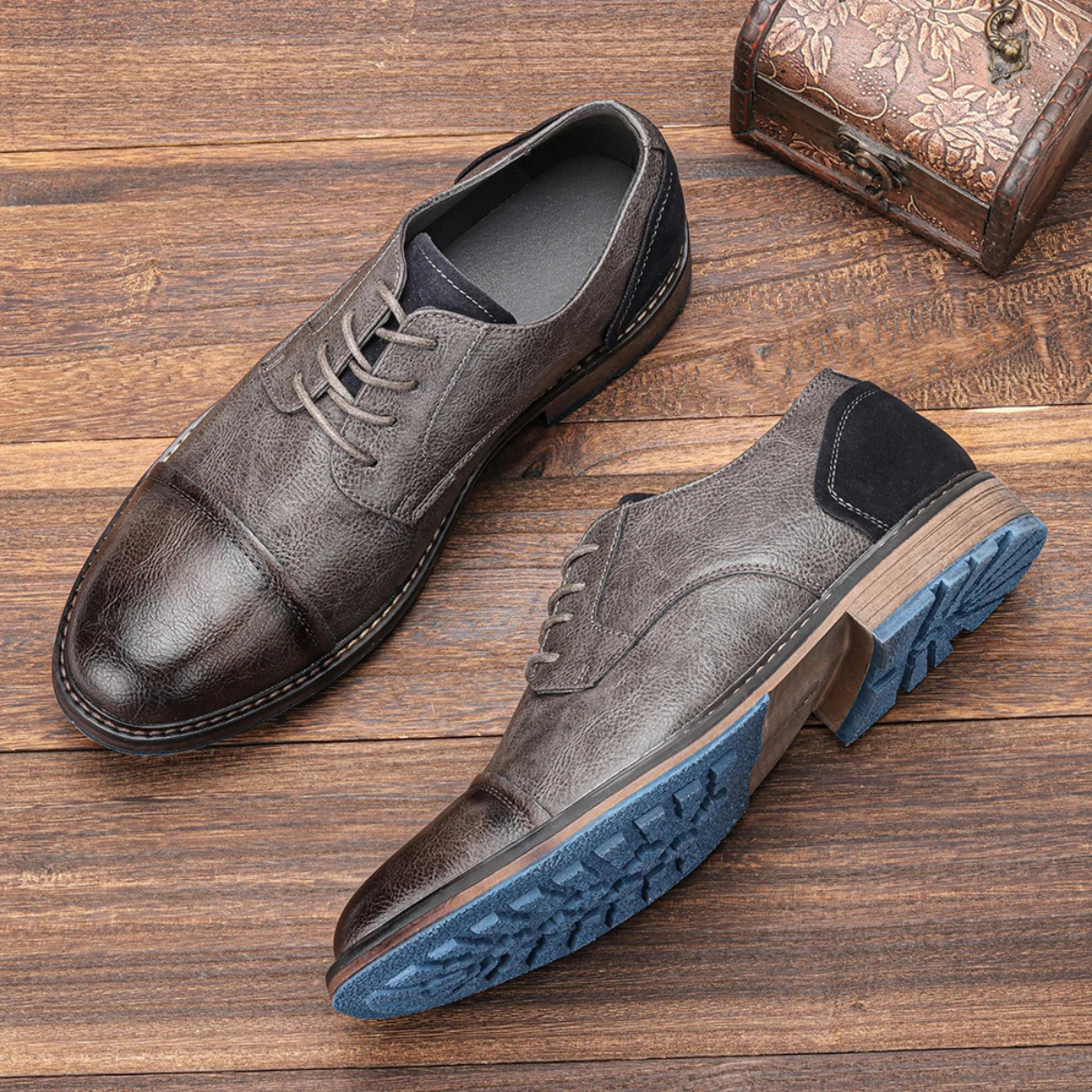 Bram | Men's Leather Oxford Shoes Brown Lace Up
