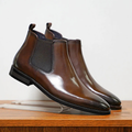 Dama Washington Ivy men's brown leather chelsea ankle boots slip on - front view