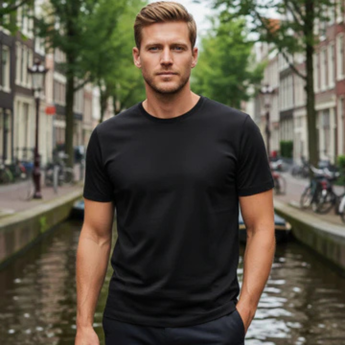 Axel | Men's Casual Crew Neck T Shirt Black