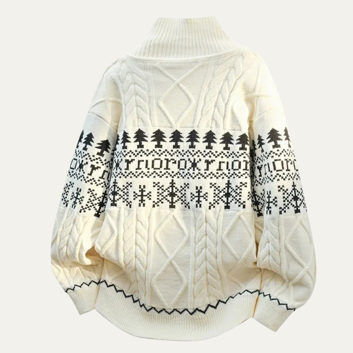 Voss | Men's Nordic Pattern Button Up Cardigan Cream
