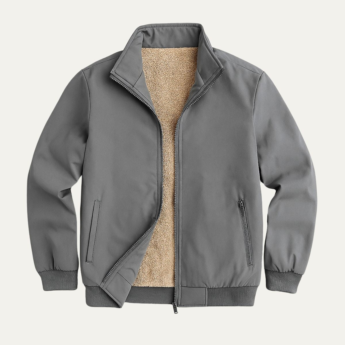 Beau | Men's Sherpa Lined Windbreaker Black Lightweight Jacket